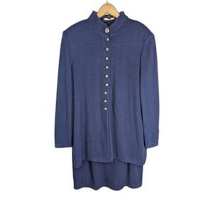 Elegant Blue Button-Up Women's Tunic